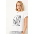 Womens Casual Printed Short Sleeve Crew Neck T-Shirt